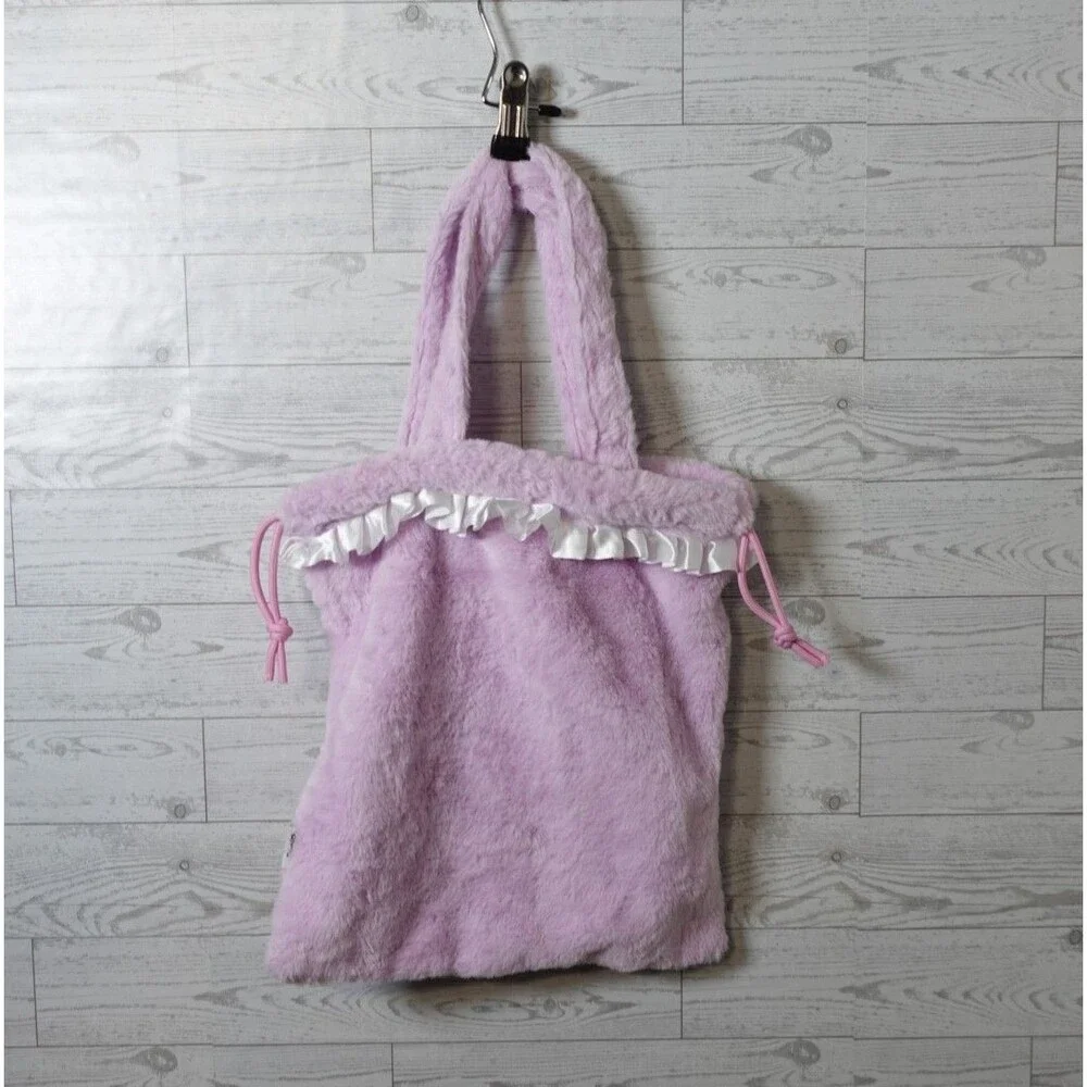 Rare Out Os Stick Fuzzy Plush Sanrio X Miniso Kuromi Purple Medium Size Tote Bag